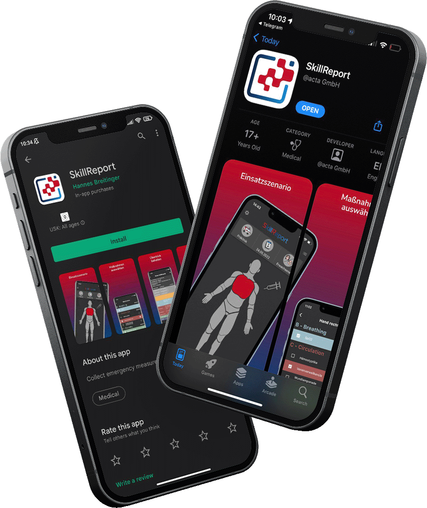 SkillReport - App - Dein Logbuch für die Notfallmedizin! Lade dir jetzt die App für iPhone oder Android